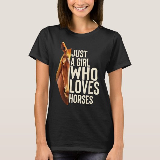 Gewoon een meisje dat van Shirt van paarden houdt, (Voorkant)