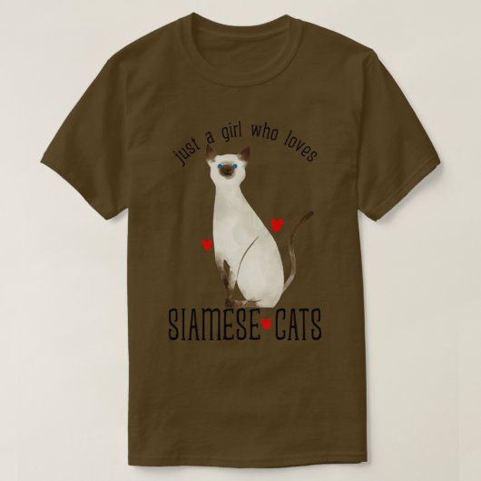Gewoon een meisje dat van Siamese katten houdt T-shirt (Design voorkant)