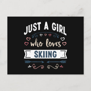 Gewoon een meisje dat van skiën houdt Grappige cad Briefkaart