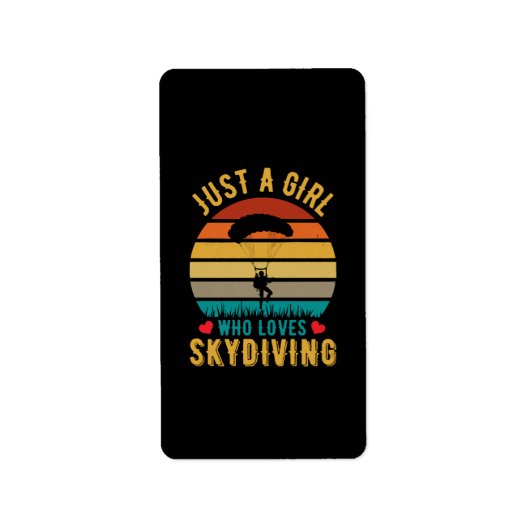 gewoon een meisje dat van skydiven houdt etiket (Voorkant)