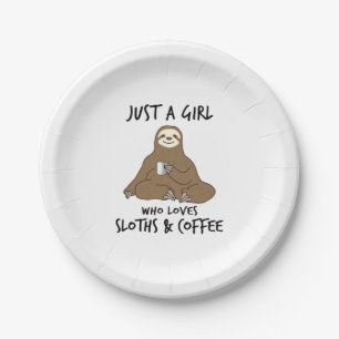 Gewoon een meisje dat van Sloths Coffee houdt Papieren Bordje