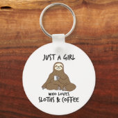 Gewoon een meisje dat van Sloths Coffee houdt Sleutelhanger (Voorkant)