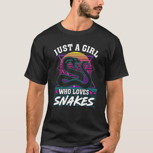 Gewoon een meisje dat van snakes retro 80 houdt, s t-shirt (Voorkant)