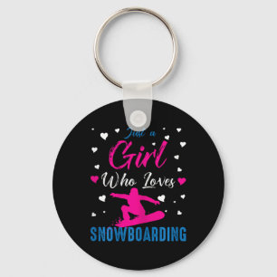 Gewoon een meisje dat van Snowboarding Funny Snowb Sleutelhanger