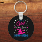 Gewoon een meisje dat van Snowboarding Funny Snowb Sleutelhanger (Voorkant)