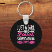 Gewoon een meisje dat van Snowboarding Funny Snowb Sleutelhanger (Voorkant)