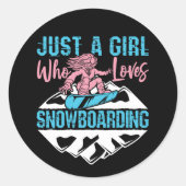 Gewoon een meisje dat van Snowboarding houdt Ronde Sticker (Voorkant)