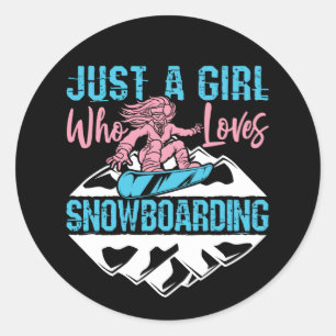Gewoon een meisje dat van Snowboarding houdt Ronde Sticker