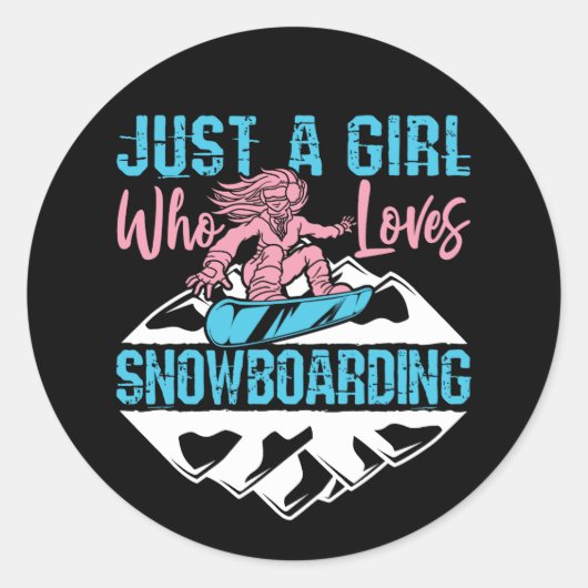 Gewoon een meisje dat van Snowboarding houdt Ronde Sticker (Voorkant)