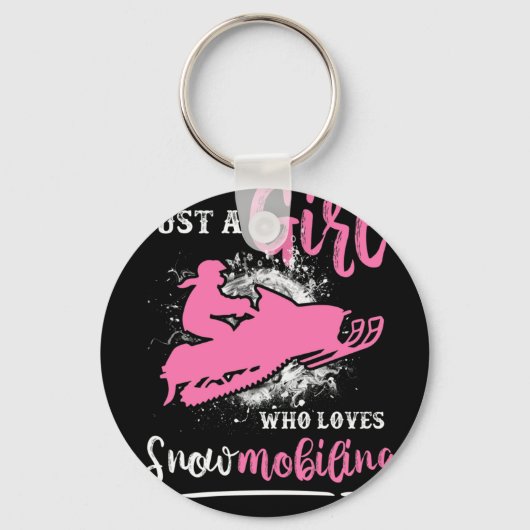 Gewoon een meisje dat van Snowmobiing houdt, Snowm Sleutelhanger (Voorkant)