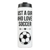 Gewoon een meisje dat van Soccer Classy Black & Wh Thermosbeker (Voorkant)