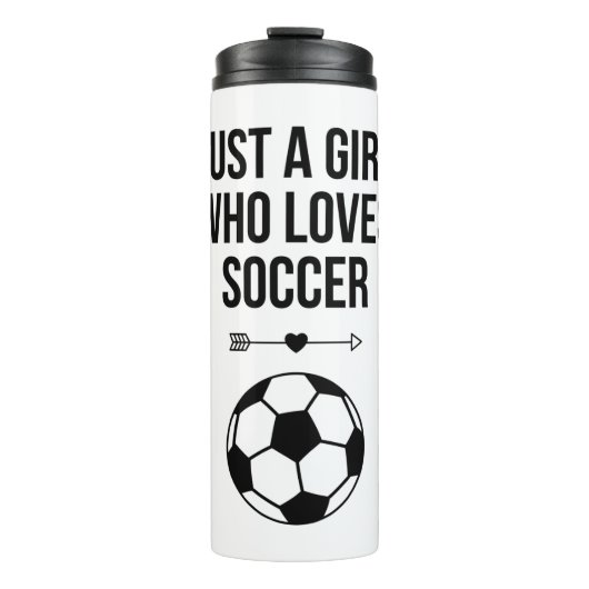 Gewoon een meisje dat van Soccer Classy Black & Wh Thermosbeker (Voorkant)