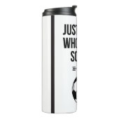 Gewoon een meisje dat van Soccer Classy Black & Wh Thermosbeker (Gedraaid links)