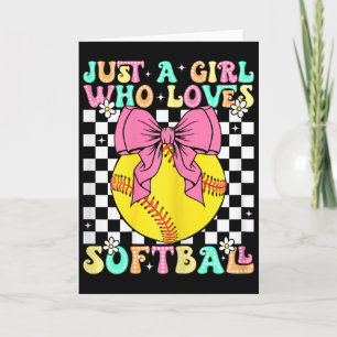 Gewoon een meisje dat van softbal houdt Retro soft Kaart