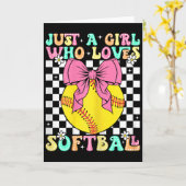 Gewoon een meisje dat van softbal houdt Retro soft Kaart (Gele Bloem)
