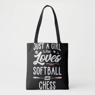 Gewoon een meisje dat van Softball houdt en schaaf Tote Bag