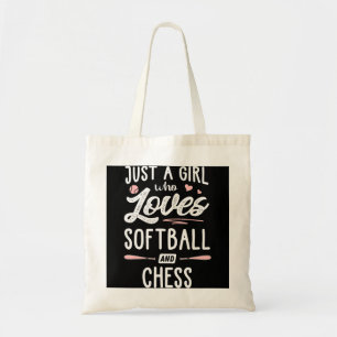 Gewoon een meisje dat van Softball houdt en schaaf Tote Bag