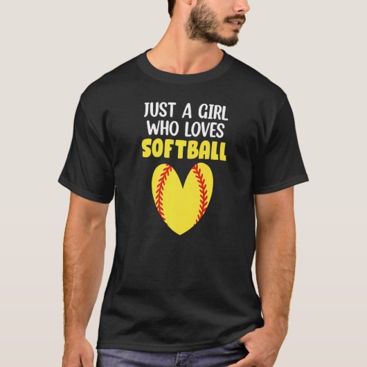 Gewoon een meisje dat van Softball houdt T-shirt (Voorkant)