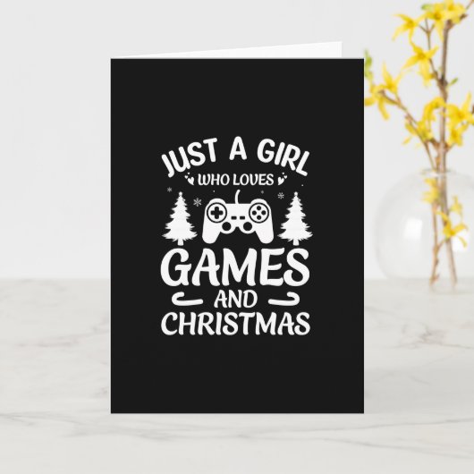 Gewoon Een Meisje Dat Van Spellen En Kerstmis Houd Kaart (Gele Bloem)