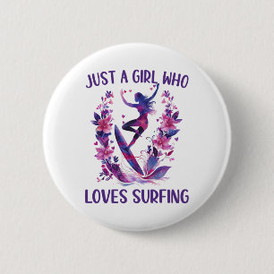 Gewoon Een Meisje Dat Van Surfen Houdt Schattige S Ronde Button 5,7 Cm