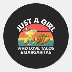 Gewoon een meisje dat van taco's en margarita's ho ronde sticker