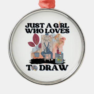 Gewoon een meisje dat van tekenen houdt metalen ornament