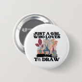 Gewoon een meisje dat van tekenen houdt ronde button 5,7 cm (Voorkant /achterkant)