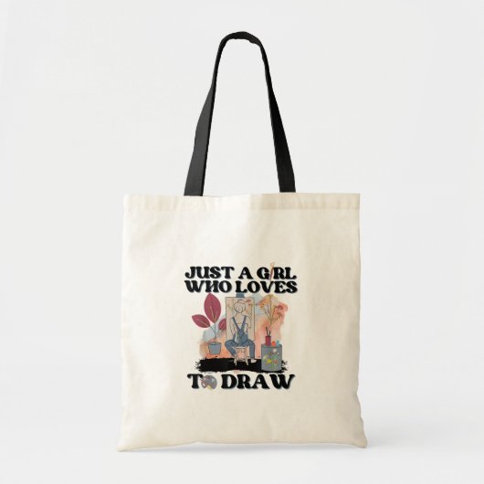 Gewoon een meisje dat van tekenen houdt tote bag (Voorkant)