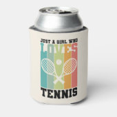Gewoon een meisje dat van Tennis houdt | Tennis Pl Blikjeskoeler (Blikje Achterkant)