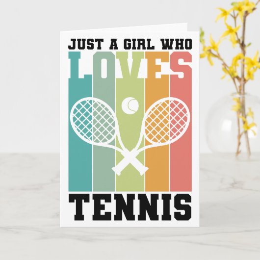 Gewoon een meisje dat van Tennis houdt | Tennis Pl Kaart (Gele Bloem)