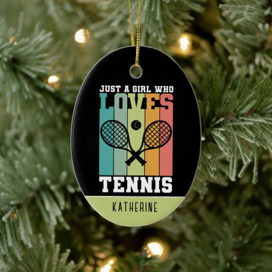 Gewoon een meisje dat van Tennis houdt | Tennis Pl Keramisch Ornament (Boom)