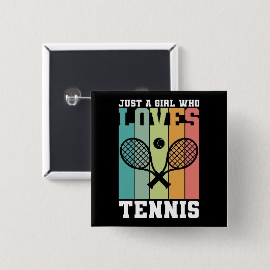 Gewoon een meisje dat van Tennis houdt | Tennis Pl Vierkante Button 5,1 Cm (Voorkant /achterkant)