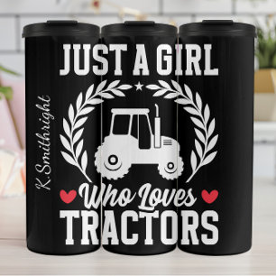 Gewoon een meisje dat van tractoren houdt thermosbeker