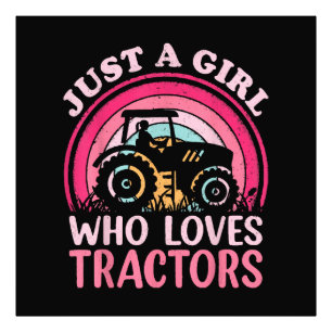 Gewoon Een Meisje Dat Van Tractors Houdt Foto Afdruk