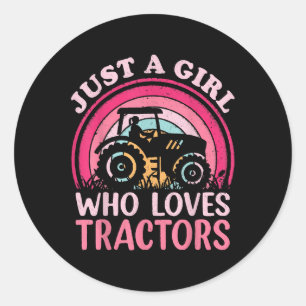 Gewoon Een Meisje Dat Van Tractors Houdt Ronde Sticker