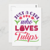 Gewoon een meisje dat van Tulips Tulip Flower Gard Briefkaart (Voorkant / Achterkant)