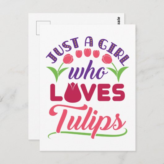 Gewoon een meisje dat van Tulips Tulip Flower Gard Briefkaart (Voorkant / Achterkant)