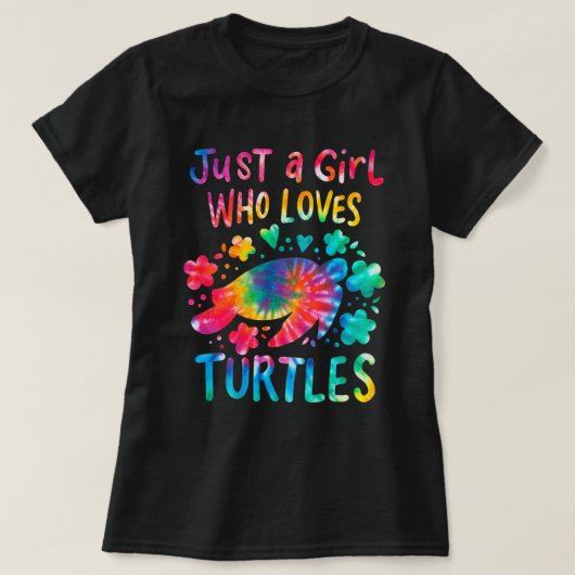 Gewoon een meisje dat van Turtles houdt, met schil T-shirt (Design voorkant)