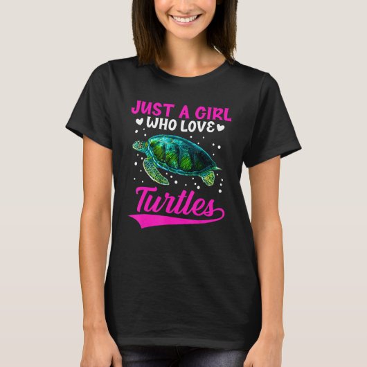 Gewoon een meisje dat van Turtles houdt, Zee Dier T-shirt (Voorkant)
