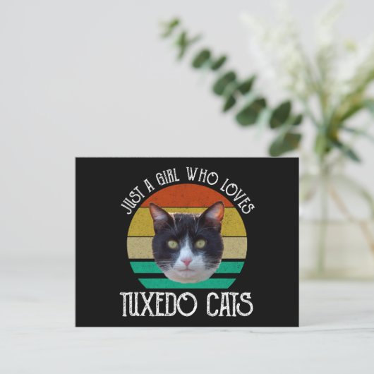Gewoon een meisje dat van Tuxedo-katten houdt Briefkaart (Staand voorkant)