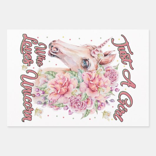 Gewoon een meisje dat van Unicorn houdt Inpakpapier Vel (Voorkant)