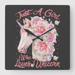 Gewoon een meisje dat van Unicorn houdt Vierkante Klok