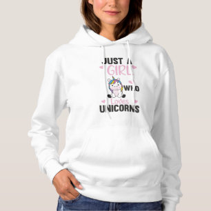 Gewoon een meisje dat van Unicorns houdt voor het  Hoodie