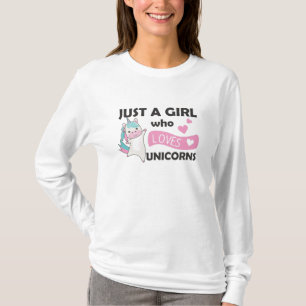 Gewoon een meisje dat van Unicorns houdt voor het T-shirt
