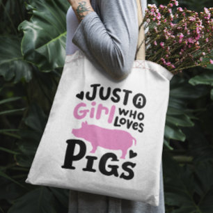 "Gewoon een meisje dat van varkens houdt" grappig Tote Bag