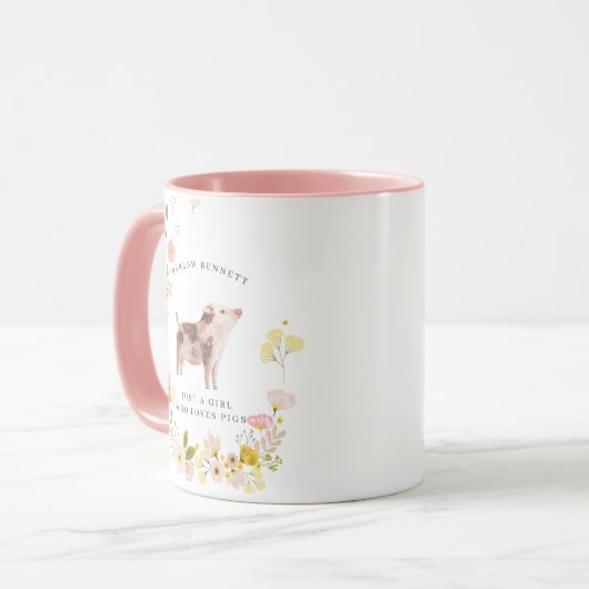Gewoon een meisje dat van varkens houdt | Monogram Mok (Voorkant links)