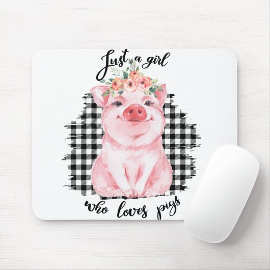 Gewoon een meisje dat van varkens houdt muismat (Met muis)