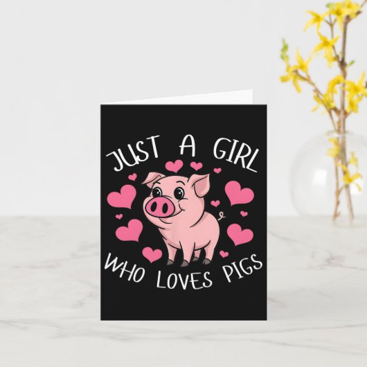 Gewoon een meisje dat van varkens roze hart meisje kaart (Gele Bloem)