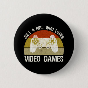 Gewoon een meisje dat van videogames houdt ronde button 5,7 cm