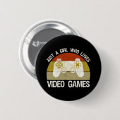Gewoon een meisje dat van videogames houdt ronde button 5,7 cm (Voorkant /achterkant)